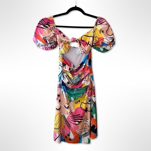 Agua Bendita Amber mini Dress x Revolve Bold print spandex swim Sz L NWT $248 - Picture 10 of 12